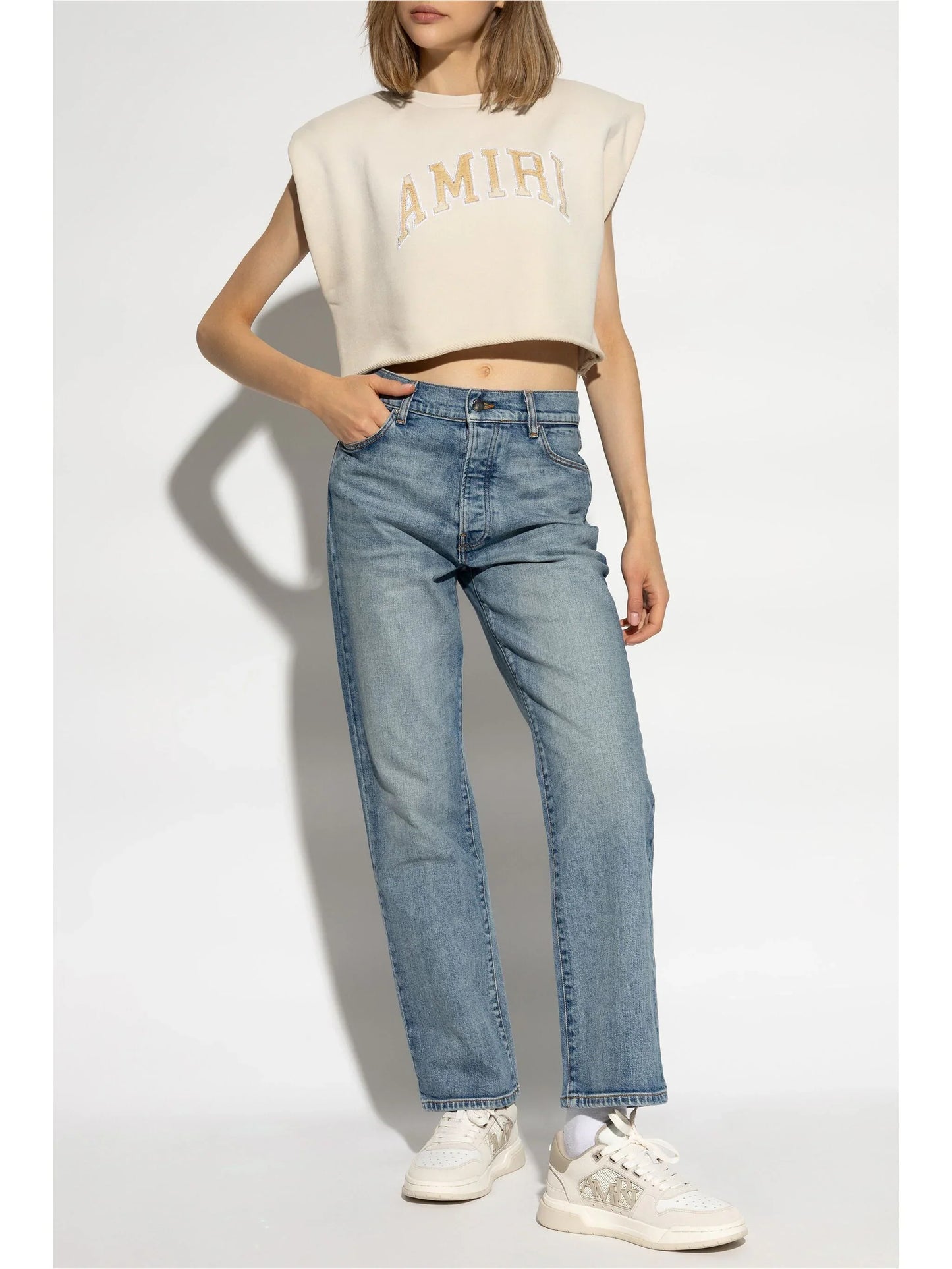 AMIRI logo-print cropped tank top