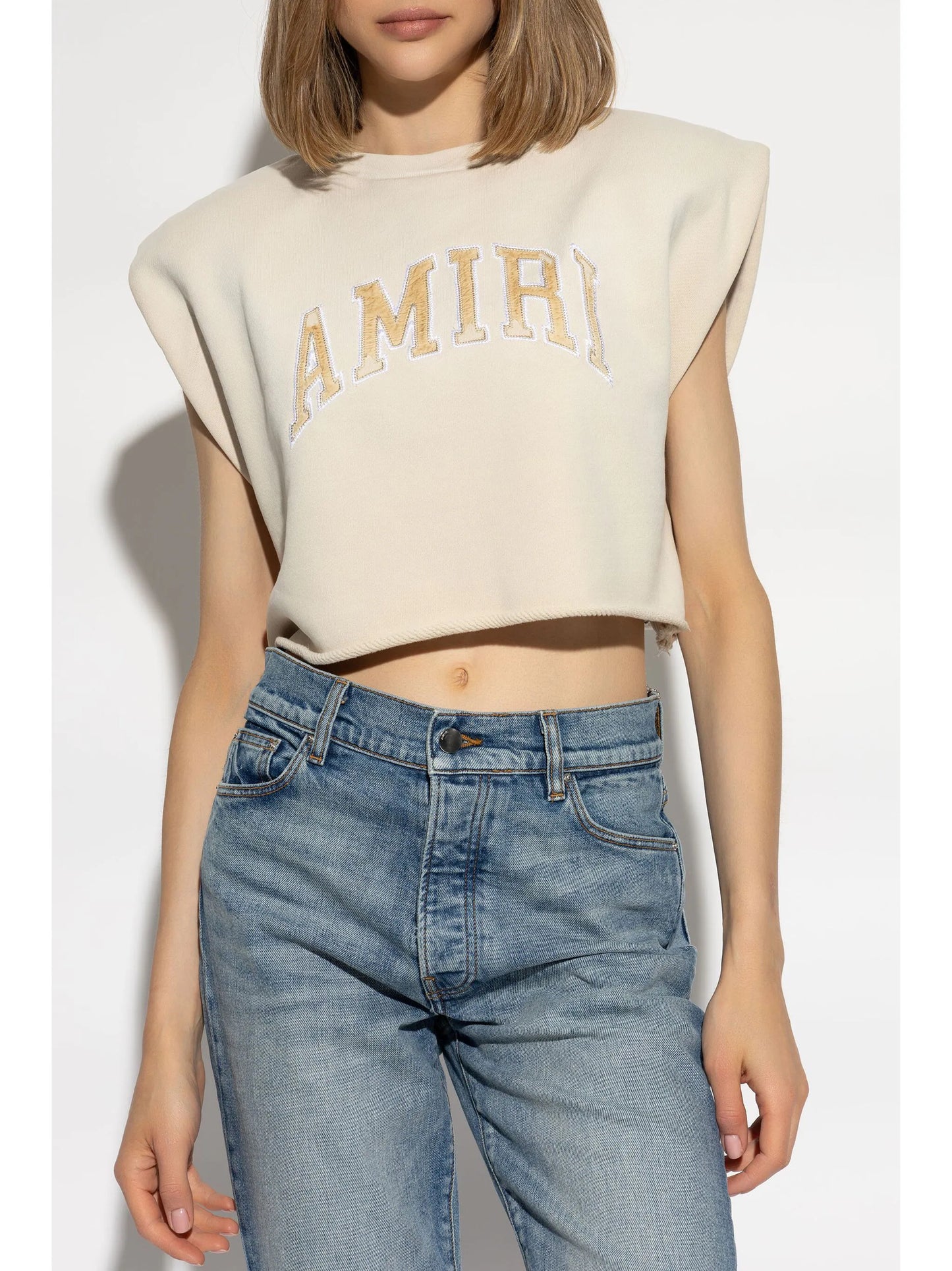 AMIRI logo-print cropped tank top
