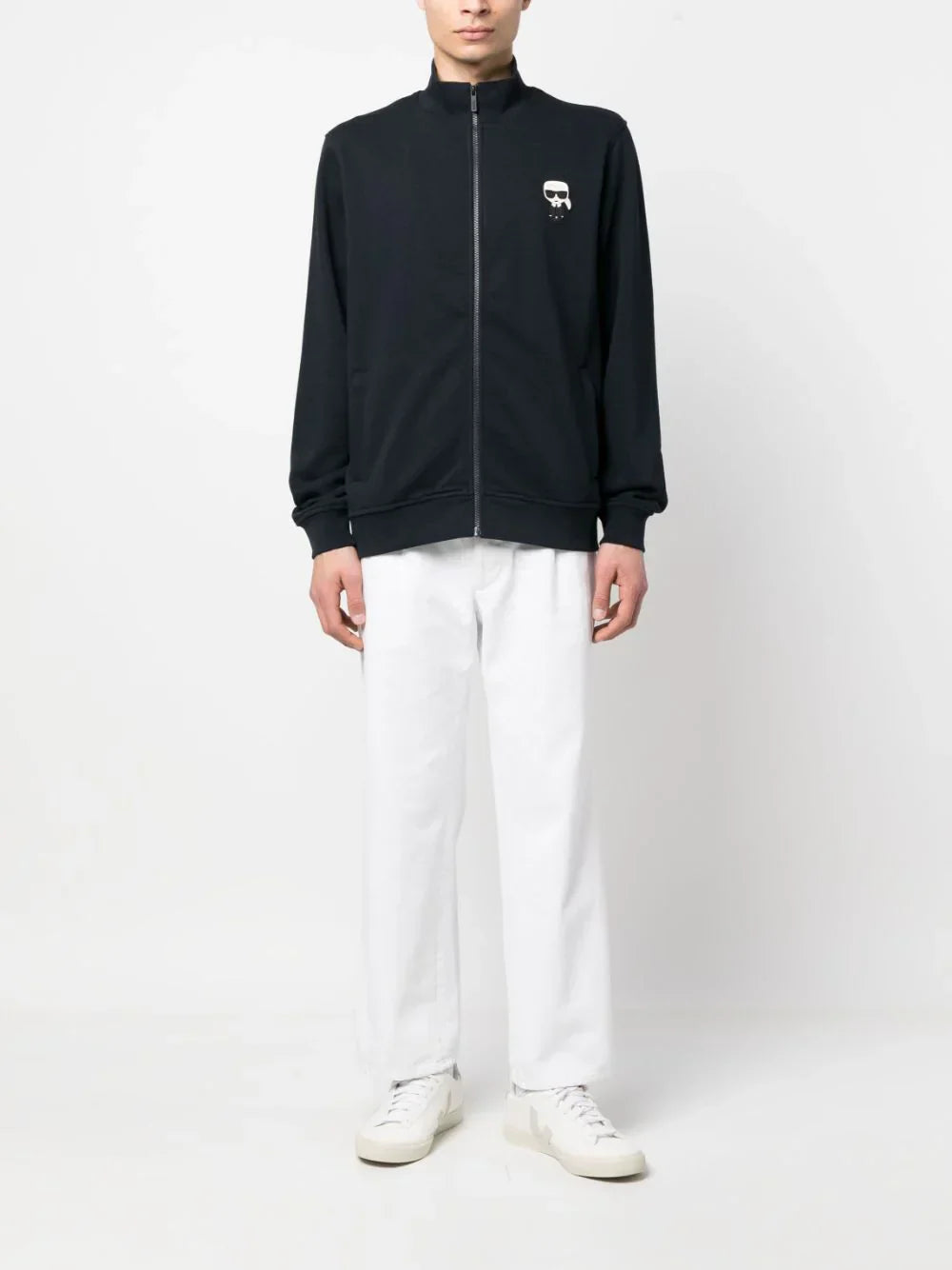 Karl Lagerfeld logo-patch zip-up jacket