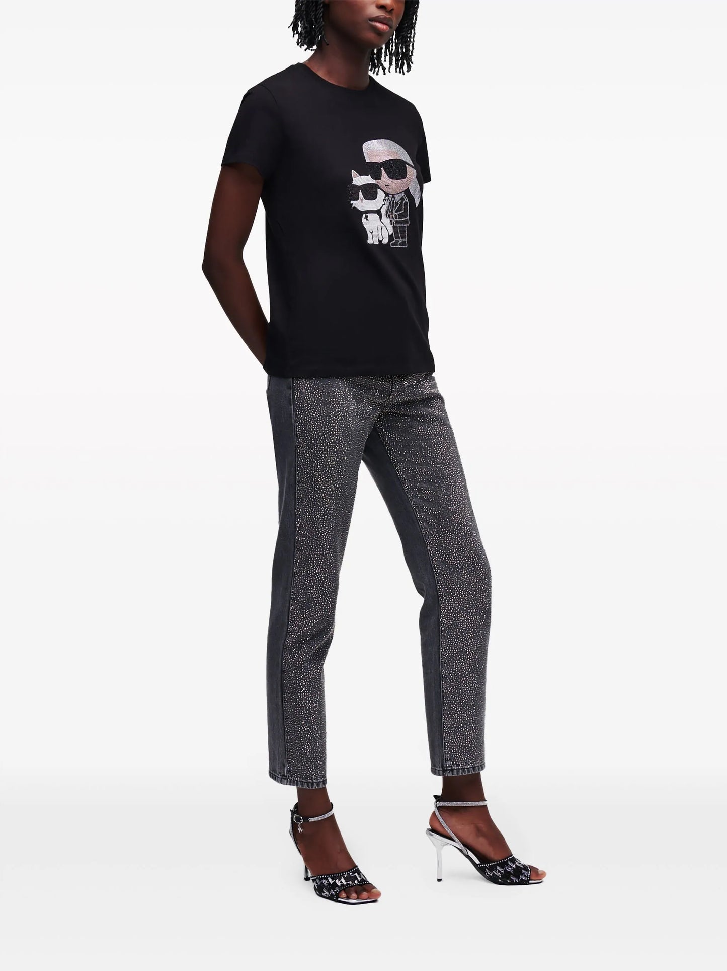 Karl Lagerfeld Ikonik rhinestone-embellished T-shir