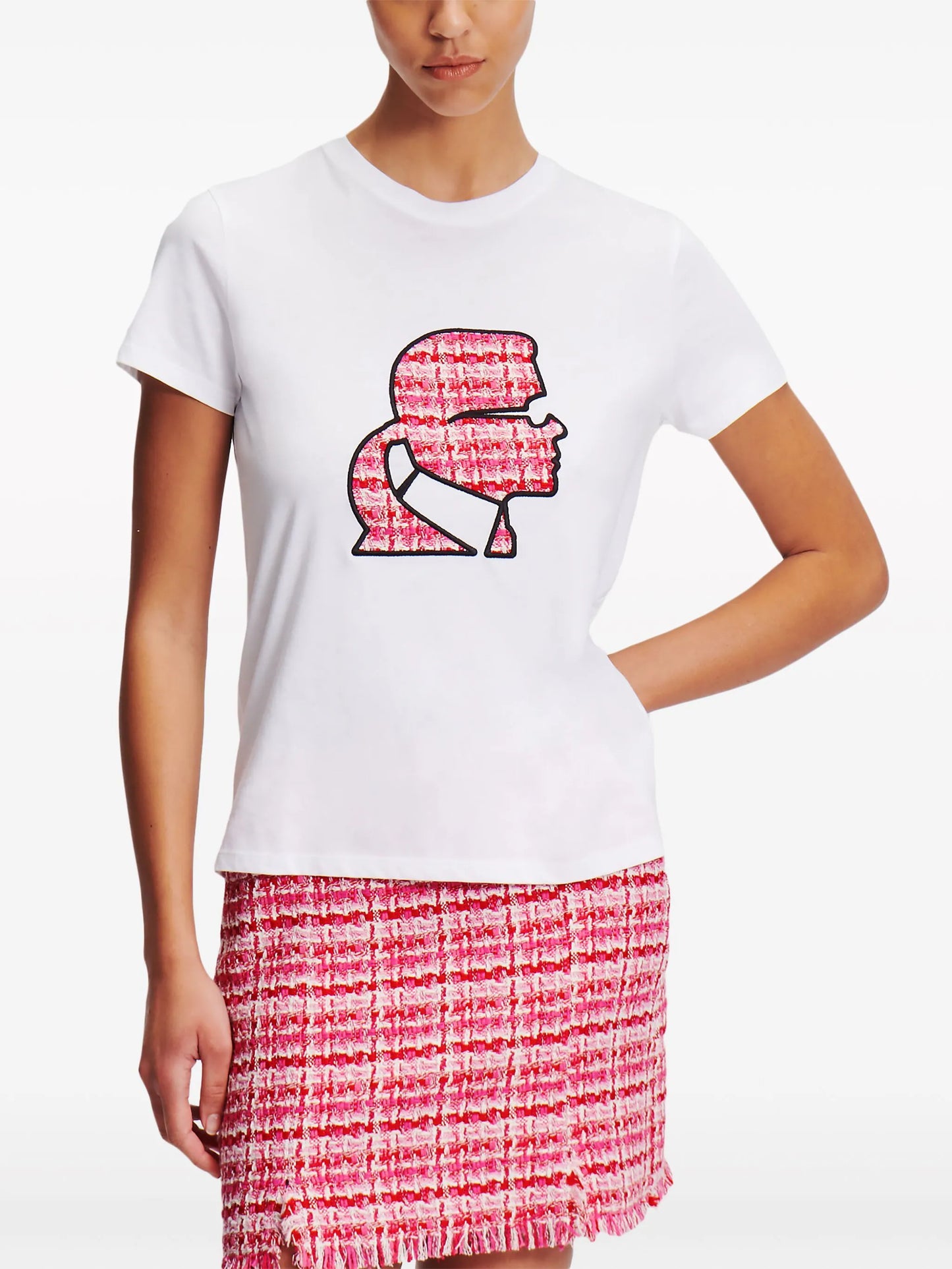 Karl Lagerfeld Bouclé Profile organic-cotton T-shirt