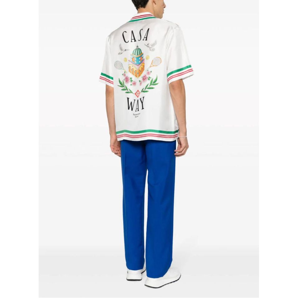 Tennis Club Icon Striped Silk Shirt