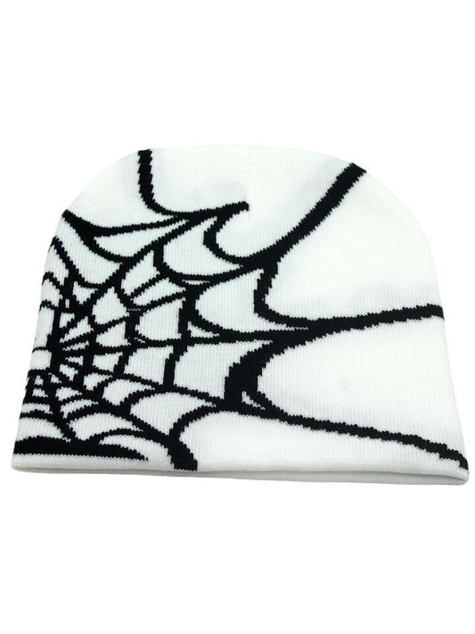 White Spider Web Beanie Clothing