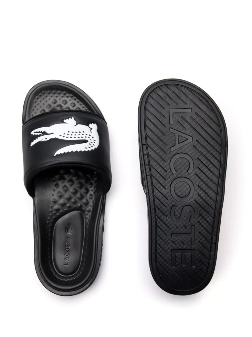 Lacoste Croco Dualiste logo strap slides