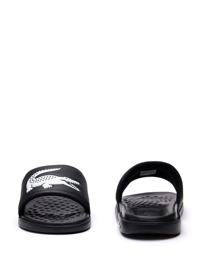 Lacoste Croco Dualiste logo strap slides