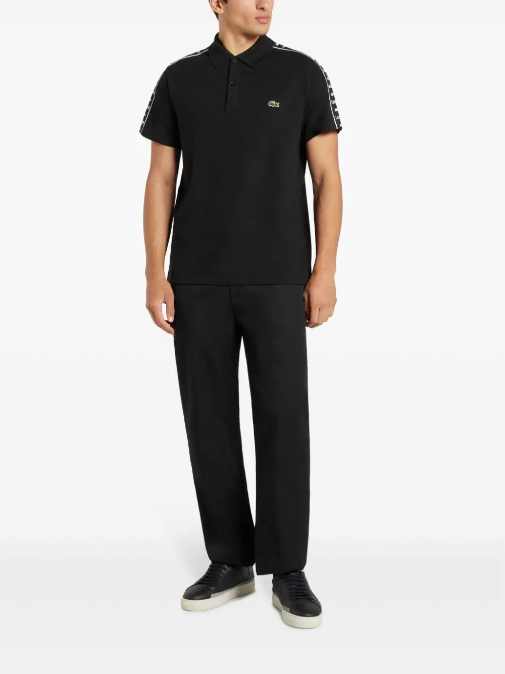 Lacoste logo-embroidered side-stripe polo shirt