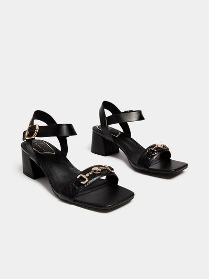 Luella Branded Jacquard Block Heel Sandals