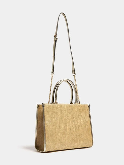 Luella Embroidered Medium Raffia Shopper