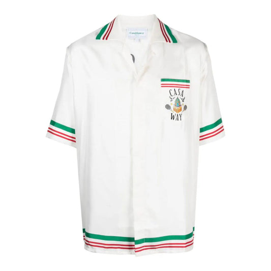 Tennis Club Icon Striped Silk Shirt